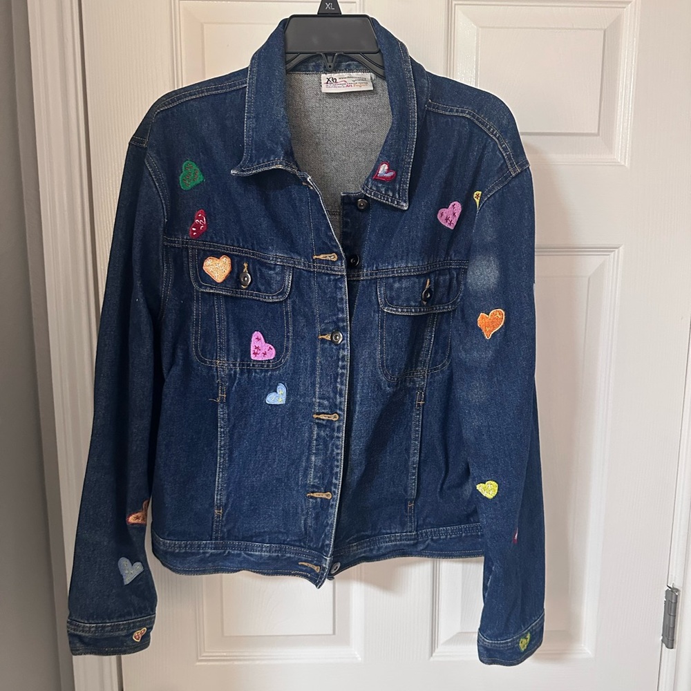 Blue Jean jacket with hearts